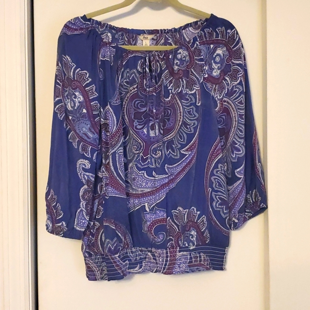 NWT Bass & Co Purple Paisley Top Size Large